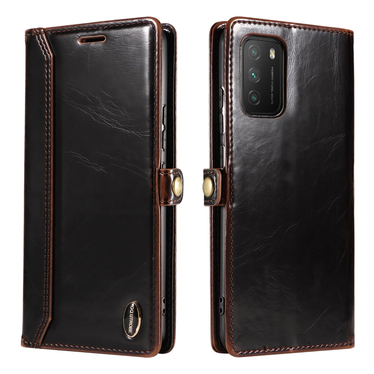 For Xiaomi Redmi 9T / Poco M3 GQUTROBE RFID Blocking Oil Wax Leather Phone Case