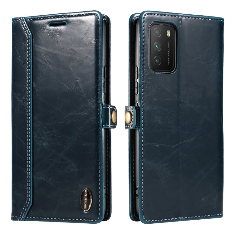 For Xiaomi Redmi 9T / Poco M3 GQUTROBE RFID Blocking Oil Wax Leather Phone Case