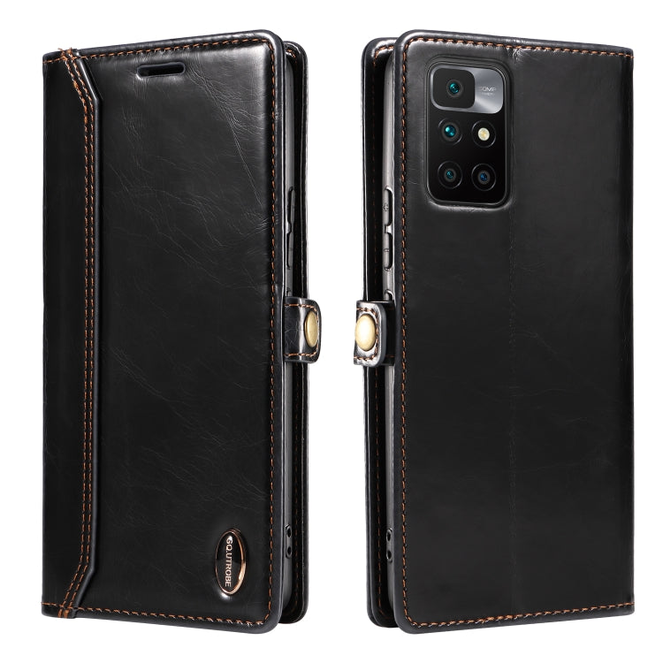 For Xiaomi Redmi 10 GQUTROBE RFID Blocking Oil Wax Leather Phone Case