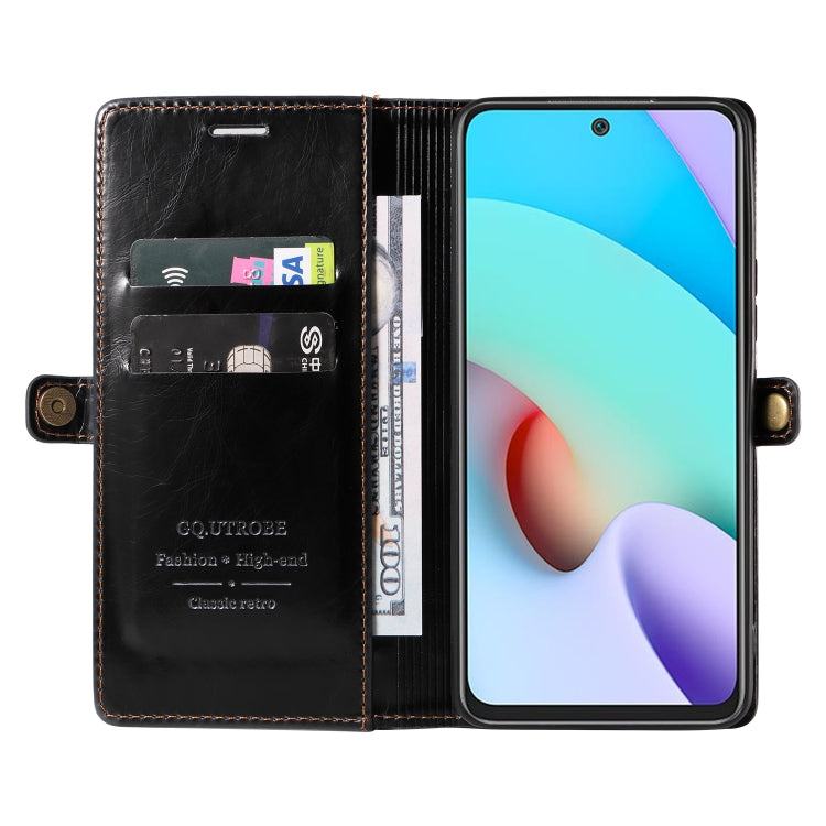 For Xiaomi Redmi 10 GQUTROBE RFID Blocking Oil Wax Leather Phone Case
