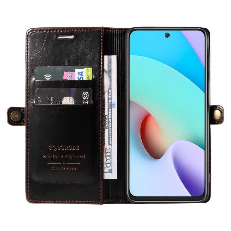 For Xiaomi Redmi 10 GQUTROBE RFID Blocking Oil Wax Leather Phone Case