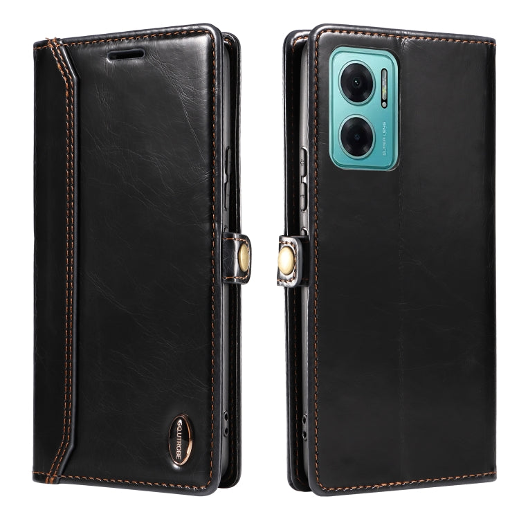 For Xiaomi Redmi 10 5G GQUTROBE RFID Blocking Oil Wax Leather Phone Case