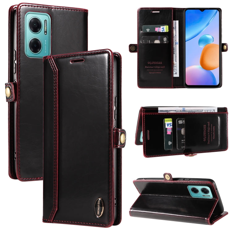 For Xiaomi Redmi 10 5G GQUTROBE RFID Blocking Oil Wax Leather Phone Case