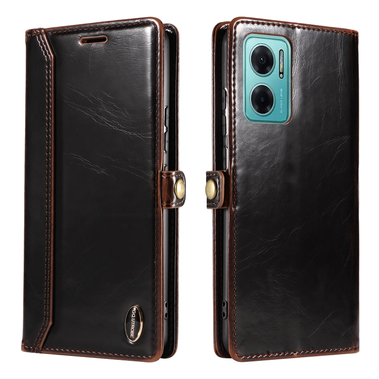 For Xiaomi Redmi 10 5G GQUTROBE RFID Blocking Oil Wax Leather Phone Case