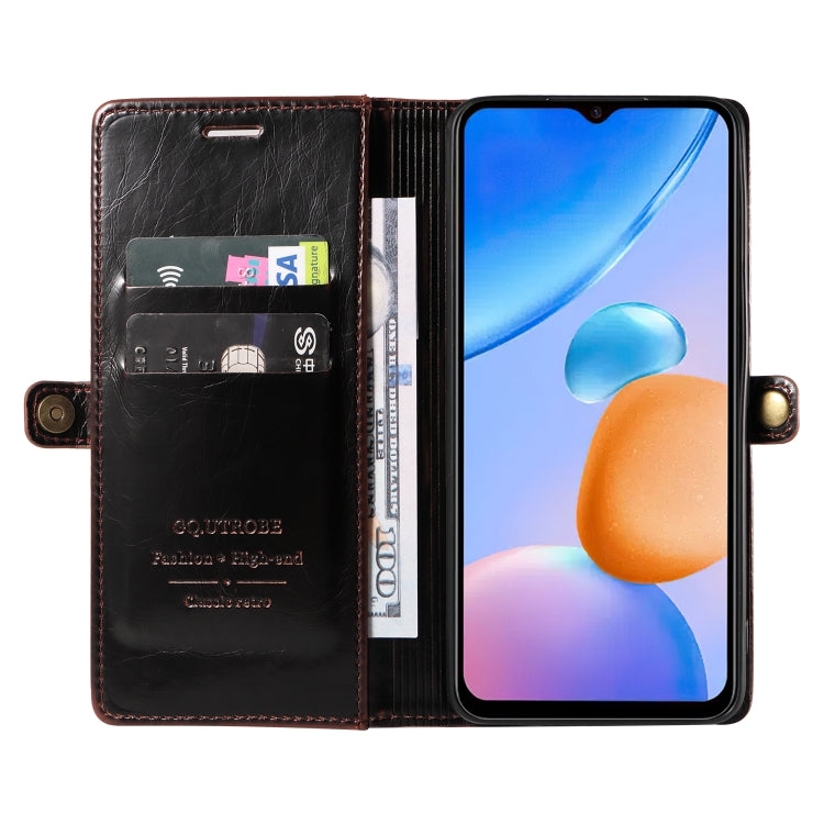 For Xiaomi Redmi 10 5G GQUTROBE RFID Blocking Oil Wax Leather Phone Case