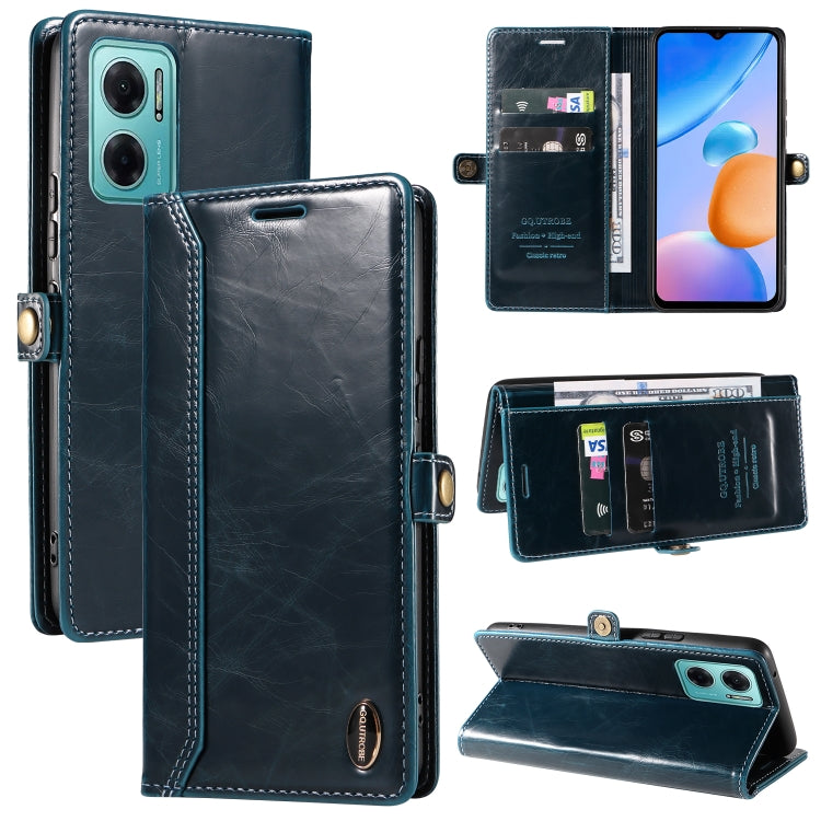 For Xiaomi Redmi 10 5G GQUTROBE RFID Blocking Oil Wax Leather Phone Case