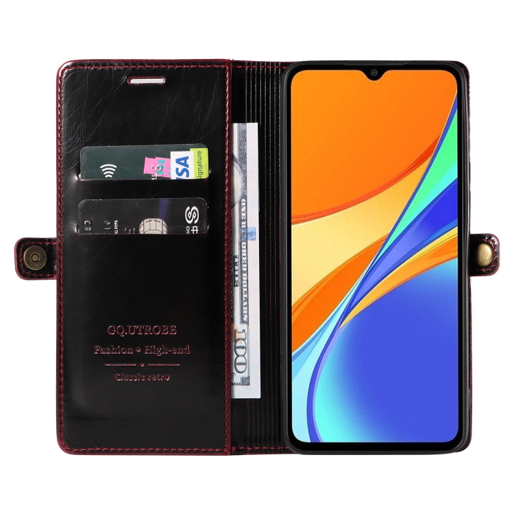 For Xiaomi Redmi 10A / 9C GQUTROBE RFID Blocking Oil Wax Leather Phone Case