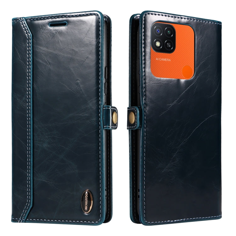 For Xiaomi Redmi 10A / 9C GQUTROBE RFID Blocking Oil Wax Leather Phone Case