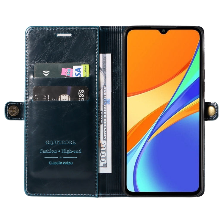 For Xiaomi Redmi 10A / 9C GQUTROBE RFID Blocking Oil Wax Leather Phone Case