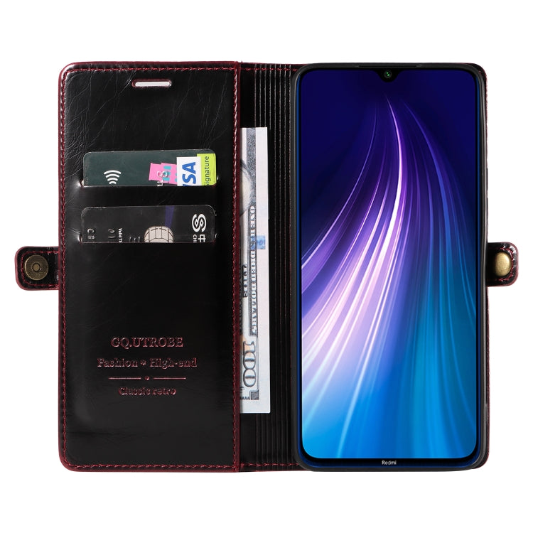 For Xiaomi Redmi Note 8 GQUTROBE RFID Blocking Oil Wax Leather Phone Case