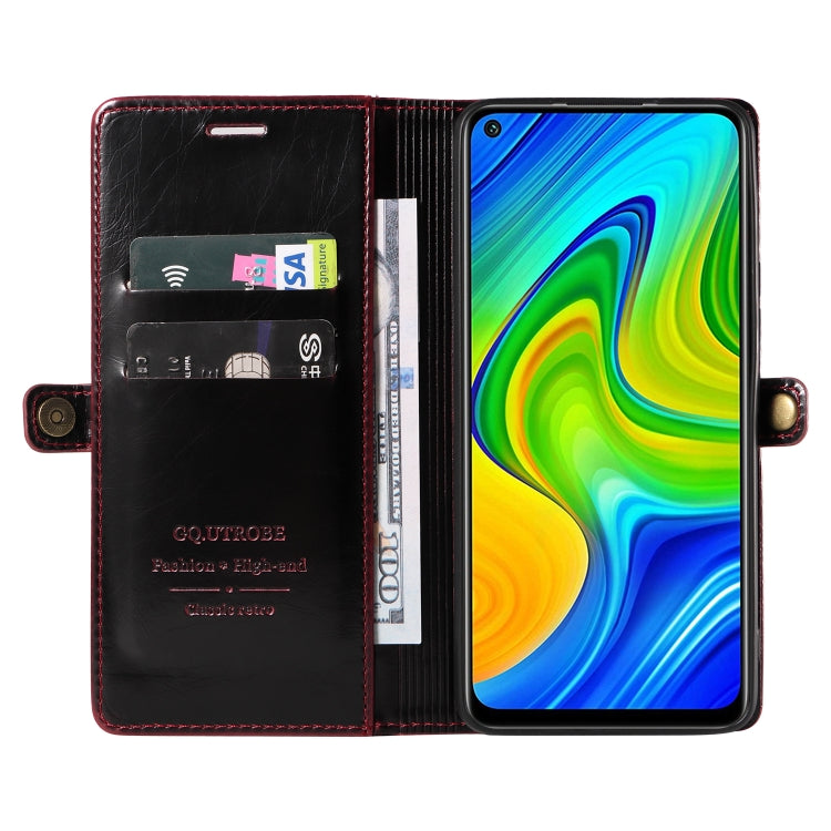 For Xiaomi Redmi Note 9 GQUTROBE RFID Blocking Oil Wax Leather Phone Case