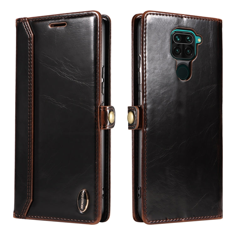 For Xiaomi Redmi Note 9 GQUTROBE RFID Blocking Oil Wax Leather Phone Case