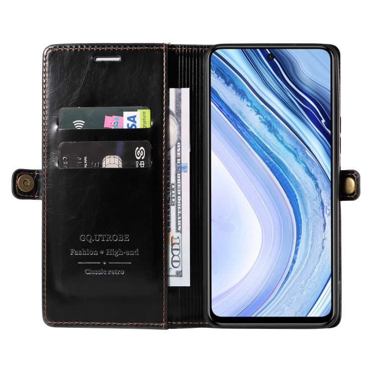 For Xiaomi Redmi Note 9S GQUTROBE RFID Blocking Oil Wax Leather Phone Case