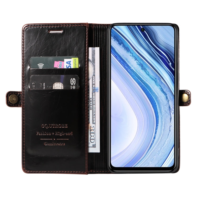 For Xiaomi Redmi Note 9S GQUTROBE RFID Blocking Oil Wax Leather Phone Case