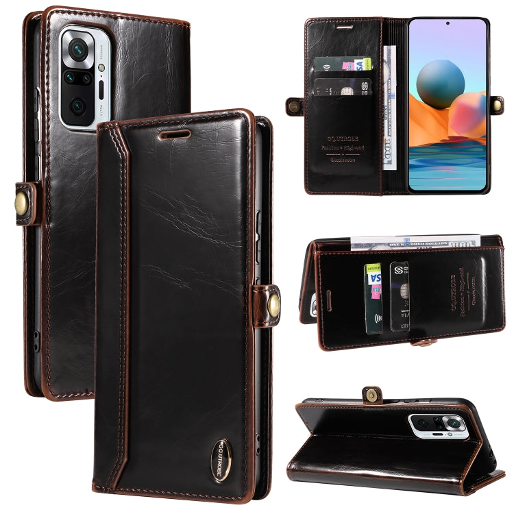 For Xiaomi Redmi Note 10 Pro 4G GQUTROBE RFID Blocking Oil Wax Leather Phone Case
