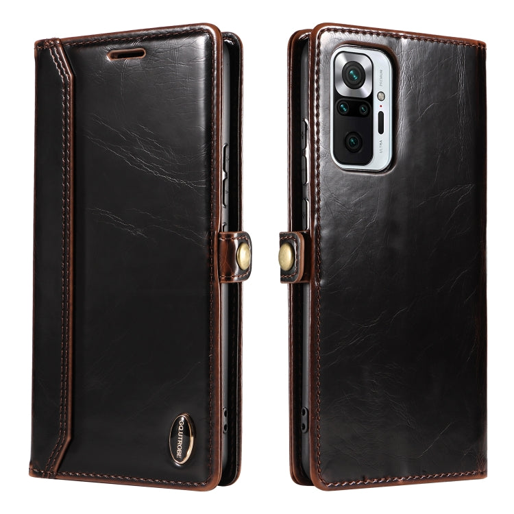 For Xiaomi Redmi Note 10 Pro 4G GQUTROBE RFID Blocking Oil Wax Leather Phone Case