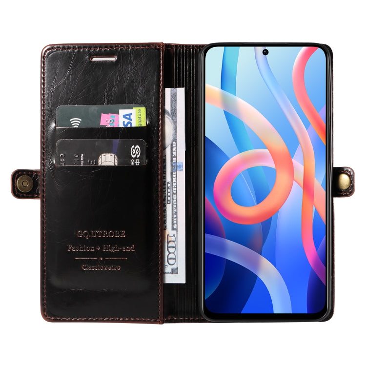 For Xiaomi Redmi Note 11 5G GQUTROBE RFID Blocking Oil Wax Leather Phone Case