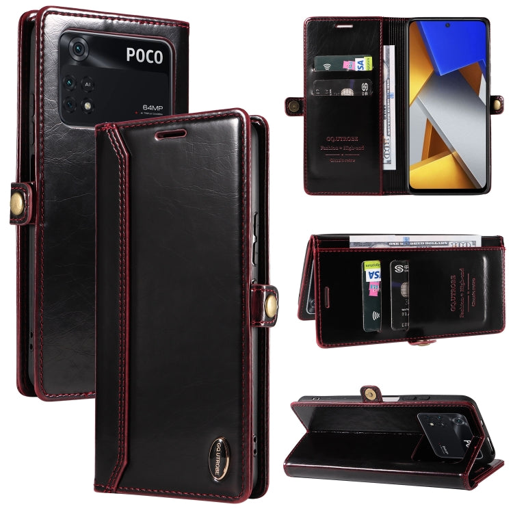For Xiaomi Poco M4 Pro GQUTROBE RFID Blocking Oil Wax Leather Phone Case