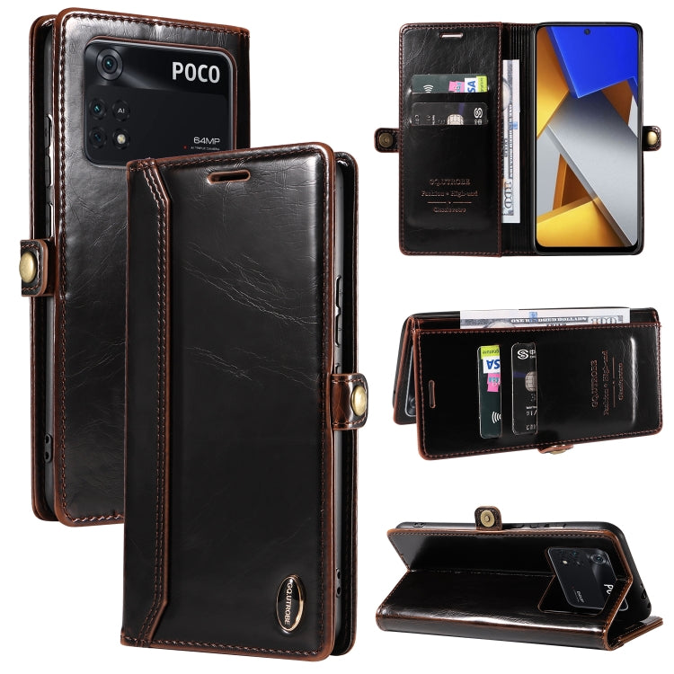 For Xiaomi Poco M4 Pro GQUTROBE RFID Blocking Oil Wax Leather Phone Case