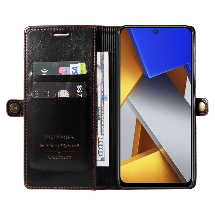 For Xiaomi Poco M4 Pro GQUTROBE RFID Blocking Oil Wax Leather Phone Case