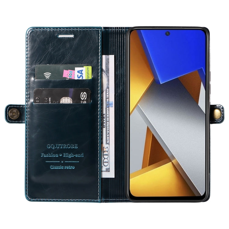 For Xiaomi Poco M4 Pro GQUTROBE RFID Blocking Oil Wax Leather Phone Case