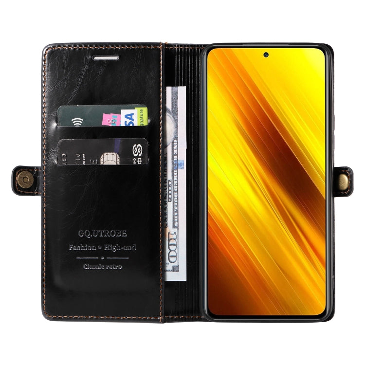 For Xiaomi Poco X3 NFC GQUTROBE RFID Blocking Oil Wax Leather Phone Case