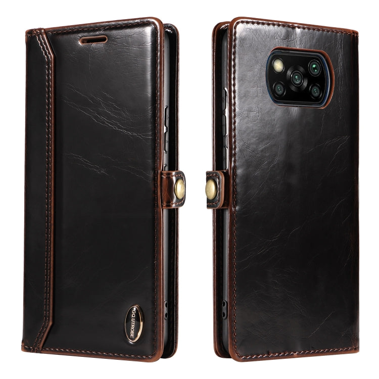 For Xiaomi Poco X3 NFC GQUTROBE RFID Blocking Oil Wax Leather Phone Case