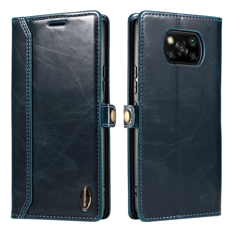 For Xiaomi Poco X3 NFC GQUTROBE RFID Blocking Oil Wax Leather Phone Case