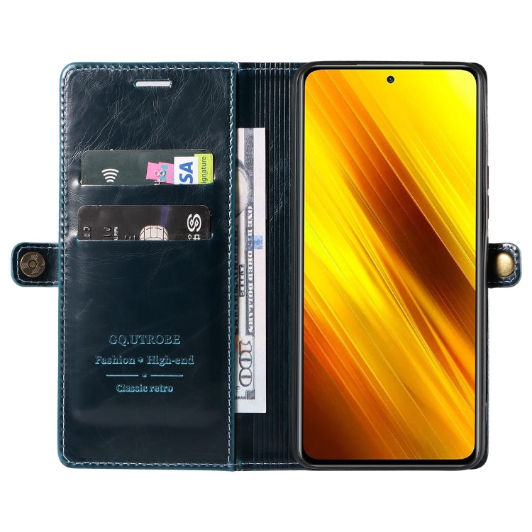 For Xiaomi Poco X3 NFC GQUTROBE RFID Blocking Oil Wax Leather Phone Case