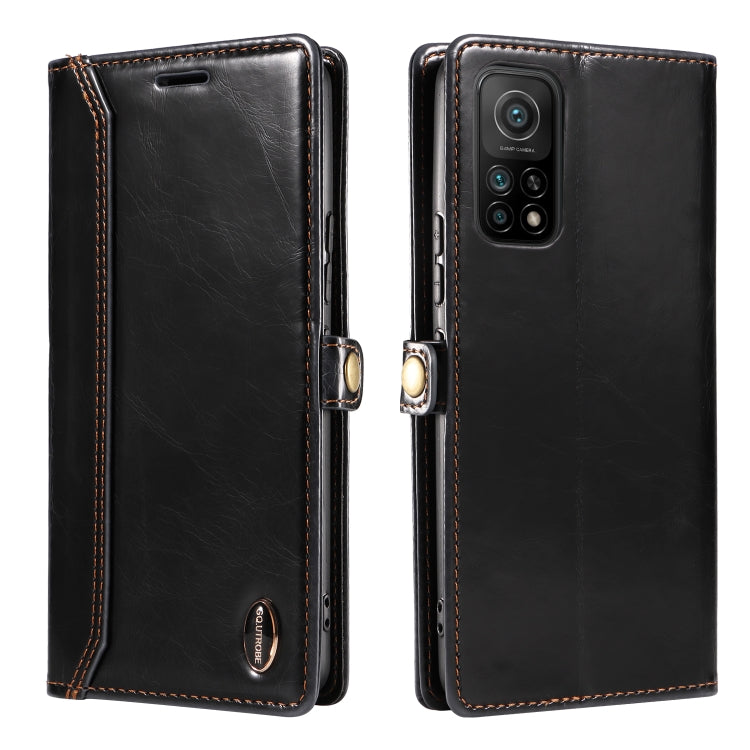 For Xiaomi Mi 10T GQUTROBE RFID Blocking Oil Wax Leather Phone Case