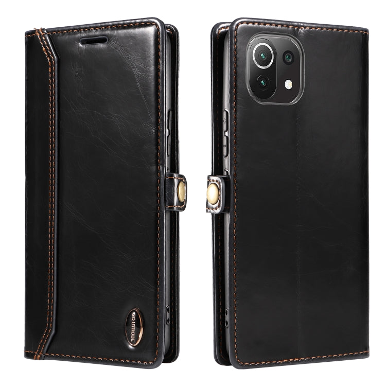 For Xiaomi Mi 11 Lite GQUTROBE RFID Blocking Oil Wax Leather Phone Case