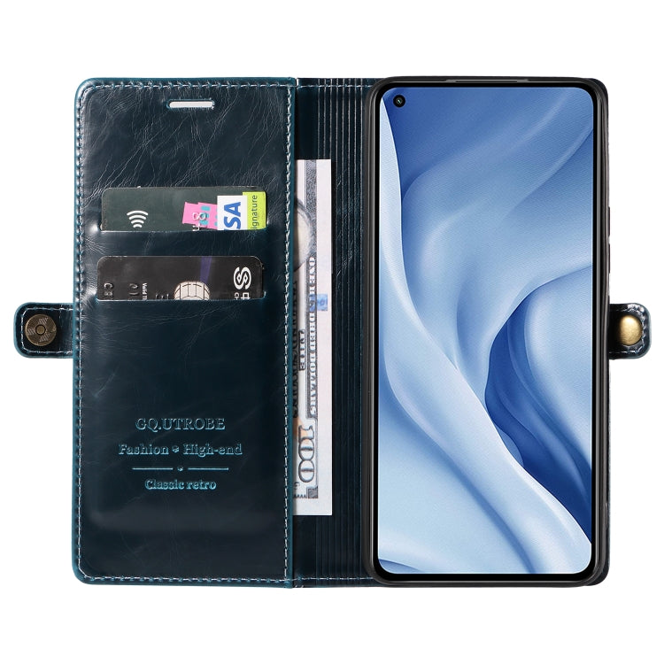 For Xiaomi Mi 11 Lite GQUTROBE RFID Blocking Oil Wax Leather Phone Case