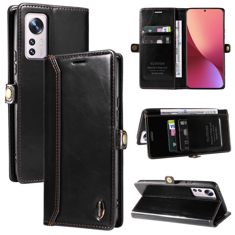 For Xiaomi 12 GQUTROBE RFID Blocking Oil Wax Leather Phone Case