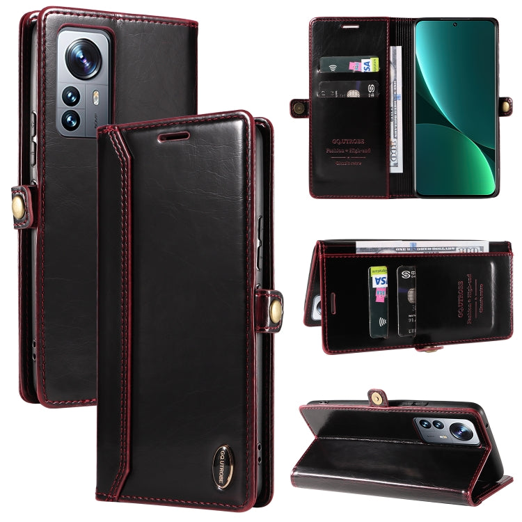 For Xiaomi 12 Pro GQUTROBE RFID Blocking Oil Wax Leather Phone Case