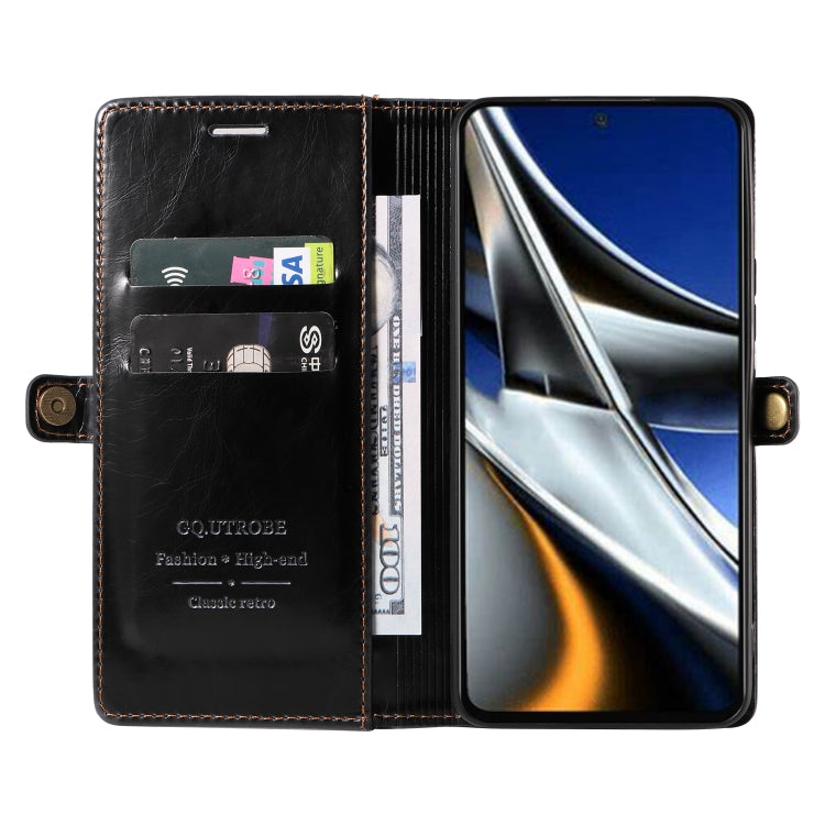 For Xiaomi Poco X4 Pro 5G GQUTROBE RFID Blocking Oil Wax Leather Phone Case