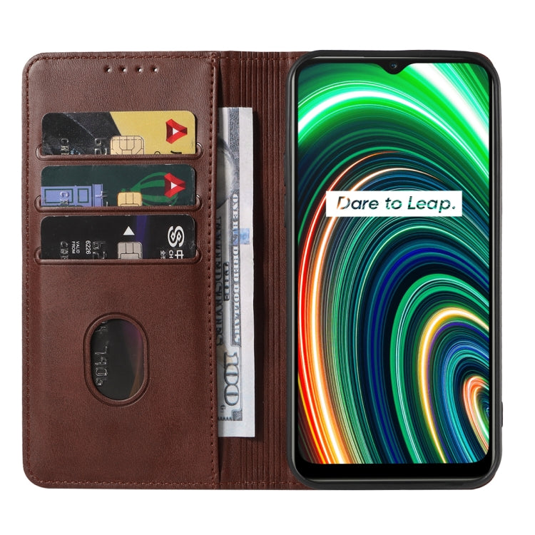 For Realme C25Y Magnetic Closure Leather Phone Case
