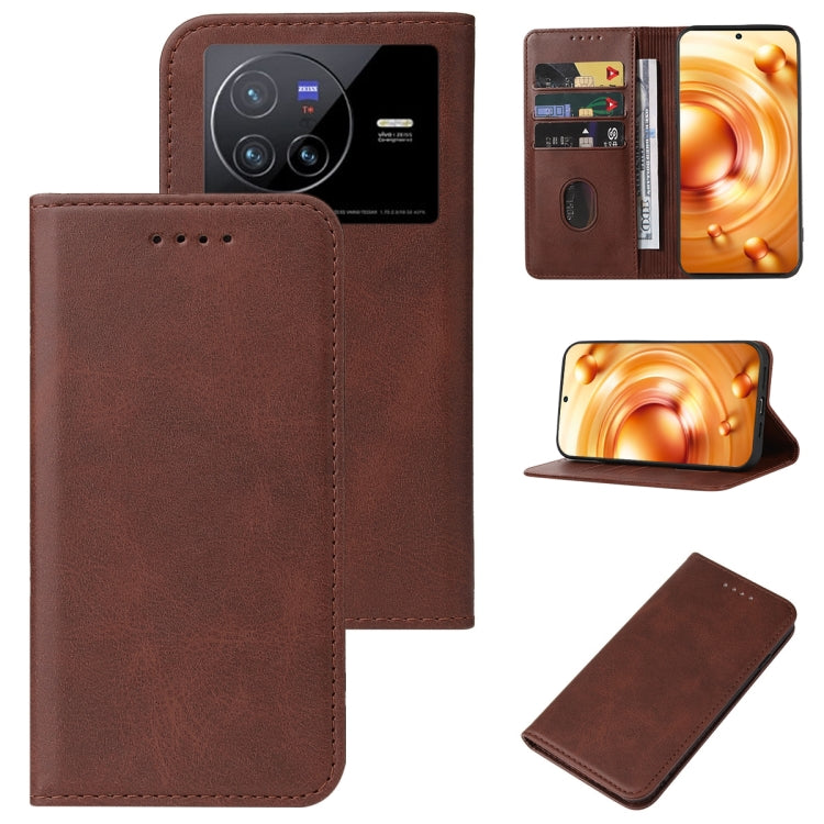 For vivo X80 Magnetic Closure Leather Phone Case