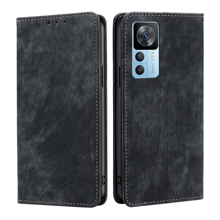 For Xiaomi Redmi K50 Ultra/Xiaomi 12T/Xiaomi 12T Pro RFID Anti-theft Brush Magnetic Leather Phone Case