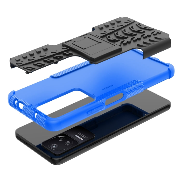 For Xiaomi Redmi K40S Tire Texture TPU + PC Phone Case with Holder