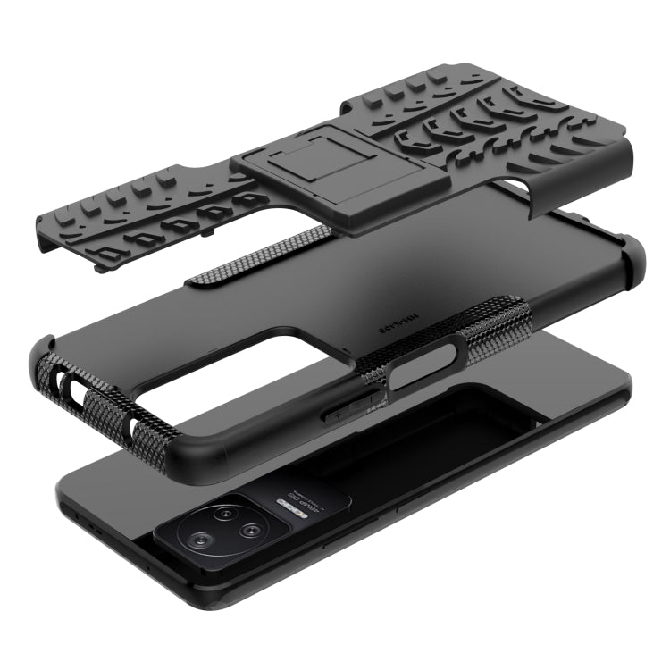 For Xiaomi Redmi K40S Tire Texture TPU + PC Phone Case with Holder