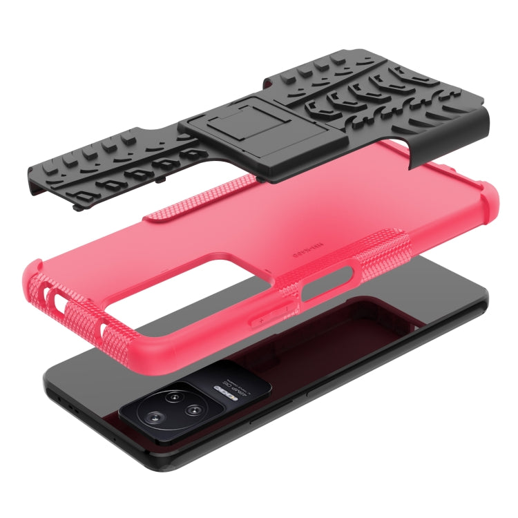 For Xiaomi Redmi K40S Tire Texture TPU + PC Phone Case with Holder