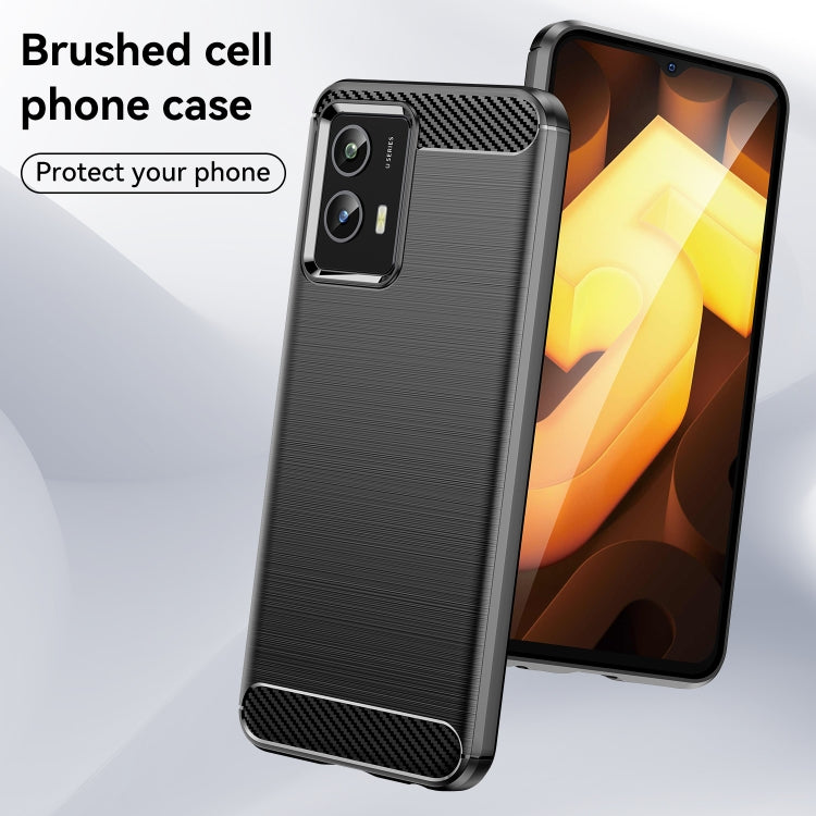 For vivo Y30 5G Brushed Texture Carbon Fiber Shockproof TPU Phone Case