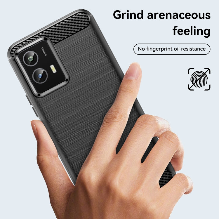 For vivo Y30 5G Brushed Texture Carbon Fiber Shockproof TPU Phone Case