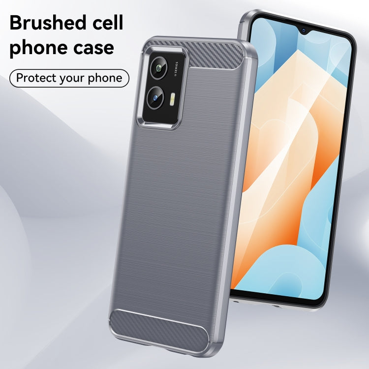For vivo Y30 5G Brushed Texture Carbon Fiber Shockproof TPU Phone Case