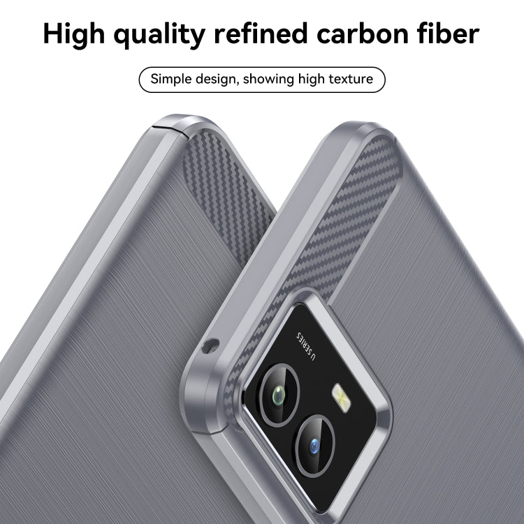 For vivo Y30 5G Brushed Texture Carbon Fiber Shockproof TPU Phone Case