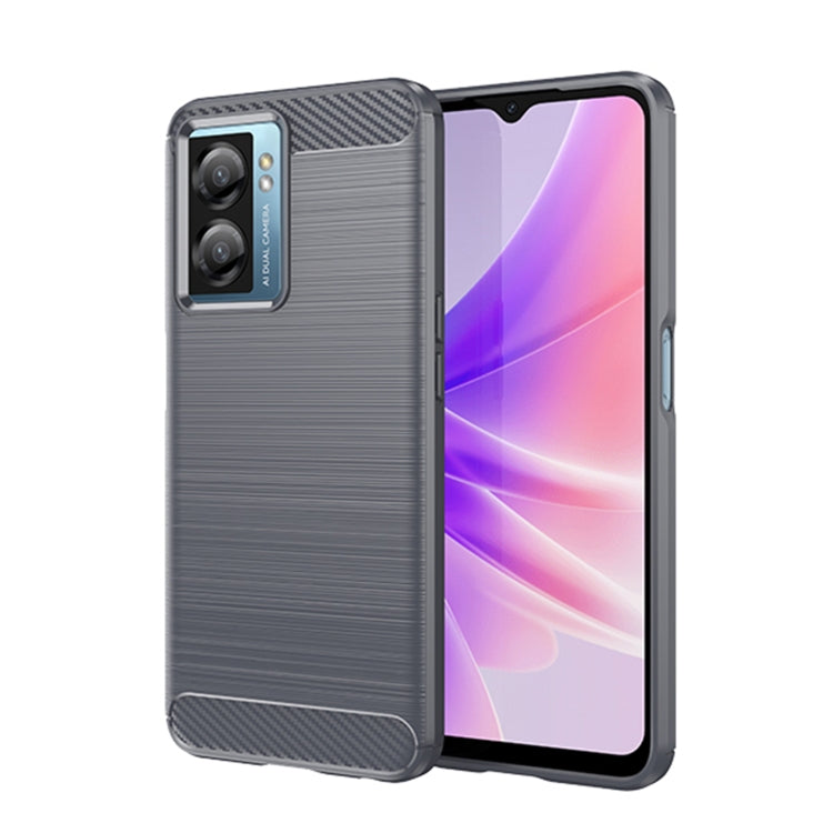 For OPPO A77 4G Brushed Texture Carbon Fiber Shockproof TPU Phone Case