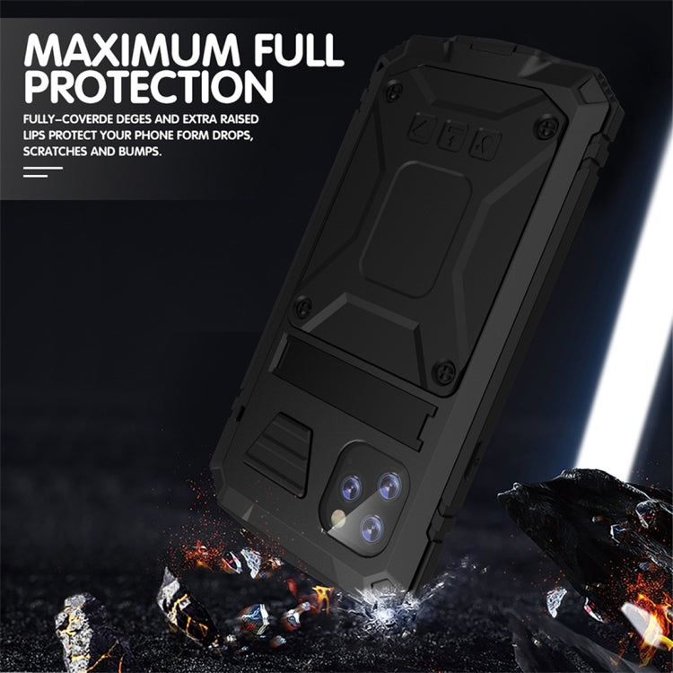 For iPhone 11 Pro Max Shockproof Waterproof Dust-proof Metal + Silicone Protective Case with Holder