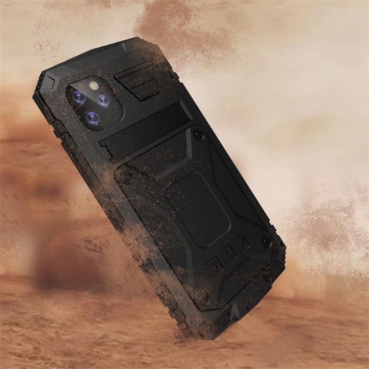 For iPhone 11 Pro Max Shockproof Waterproof Dust-proof Metal + Silicone Protective Case with Holder
