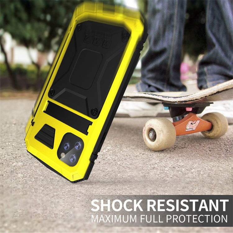 For iPhone 11 Pro Max Shockproof Waterproof Dust-proof Metal + Silicone Protective Case with Holder
