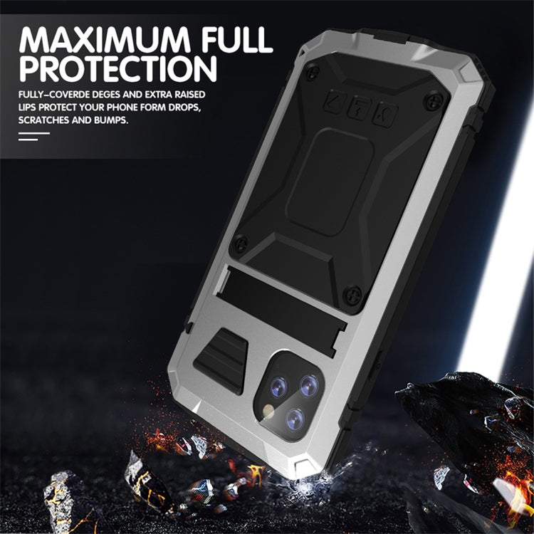 For iPhone 11 Pro Max Shockproof Waterproof Dust-proof Metal + Silicone Protective Case with Holder